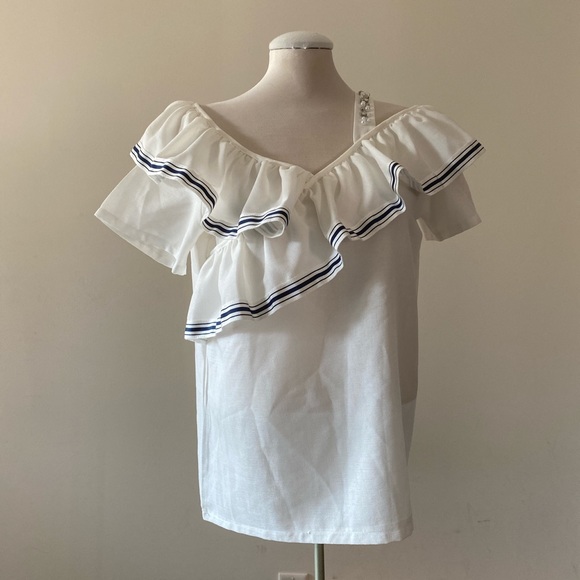 Striped ruffle layered blouse - Picture 1 of 4